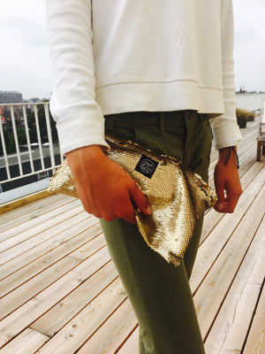 Grey Sequins Clutch Bag