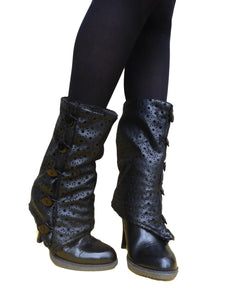 Black Flower Leg Warmers