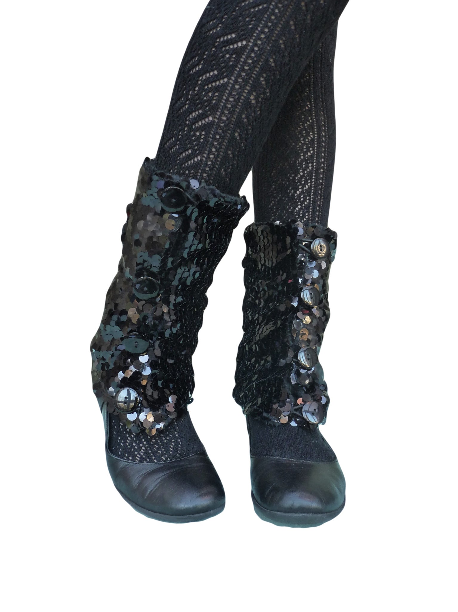 Black Sequins Leg Warmers