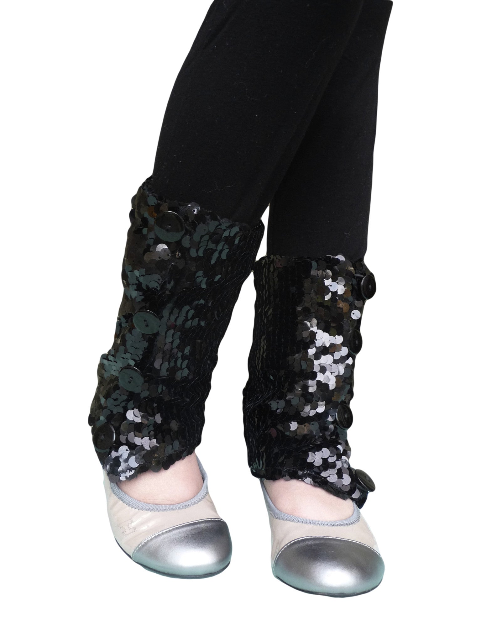 Black Sequins Leg Warmers