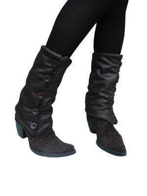 Brown Leather Leg Warmers