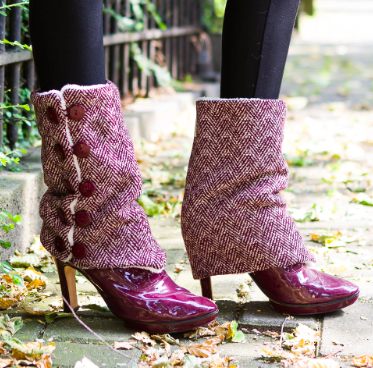 Dark Red Tweed Leg Warmers