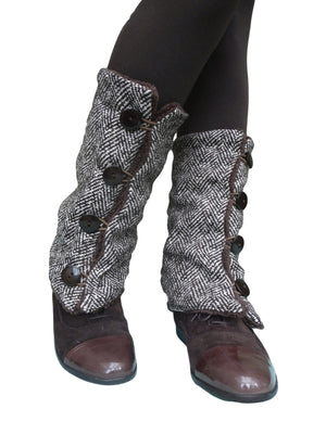 Dark Brown Tweed Leg Warmers