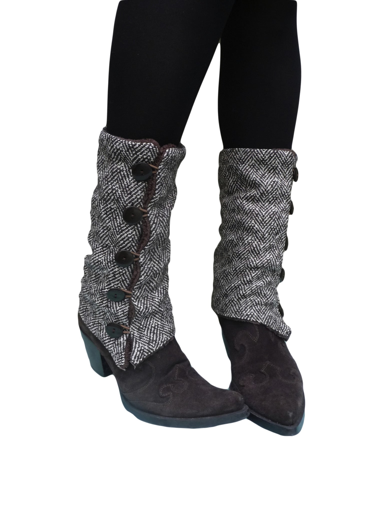 Dark Brown Tweed Leg Warmers
