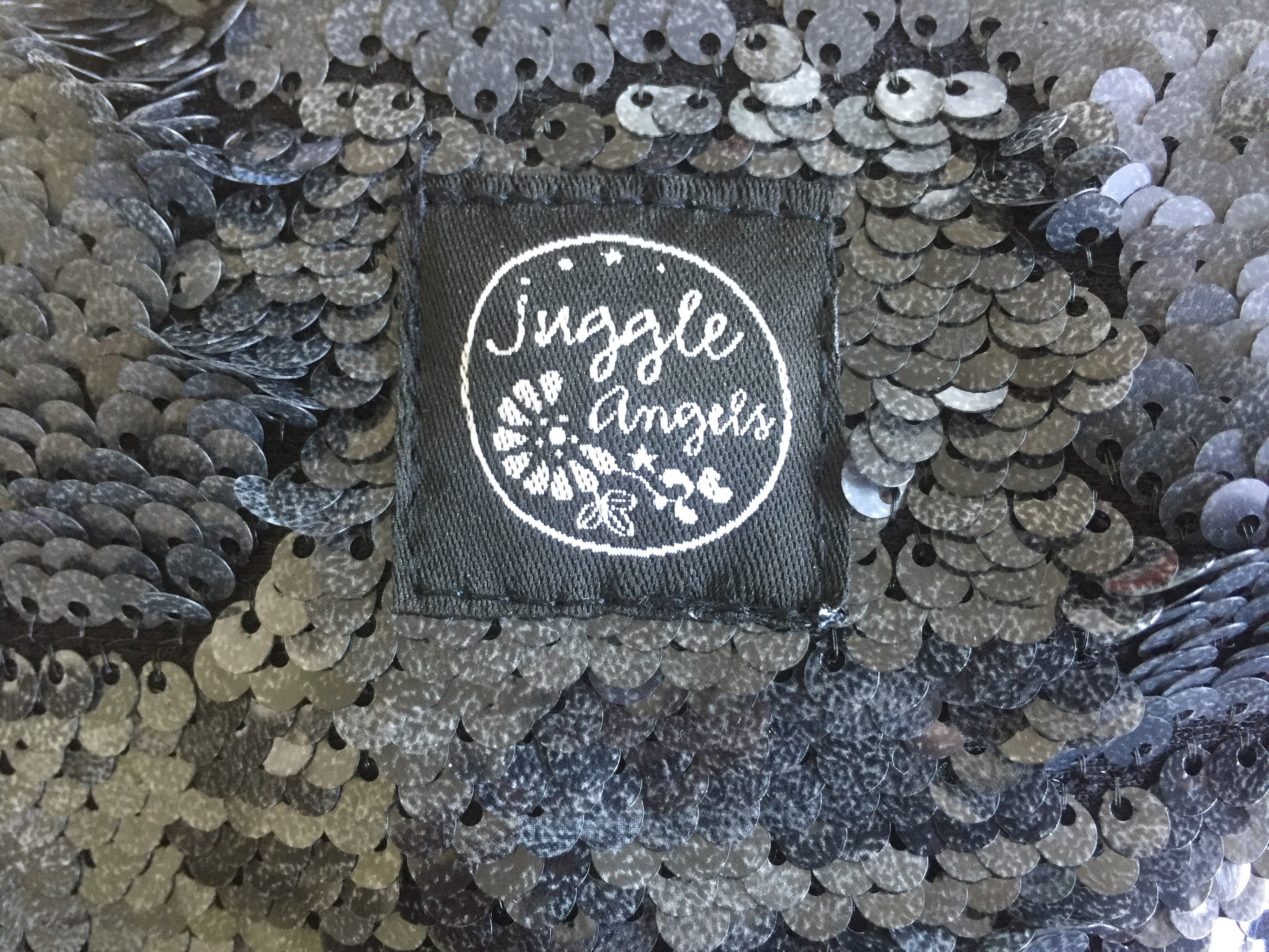 Grey sequins blue Square Bag
