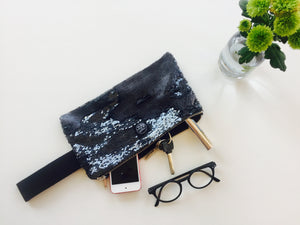 Grey Sequins Clutch Bag