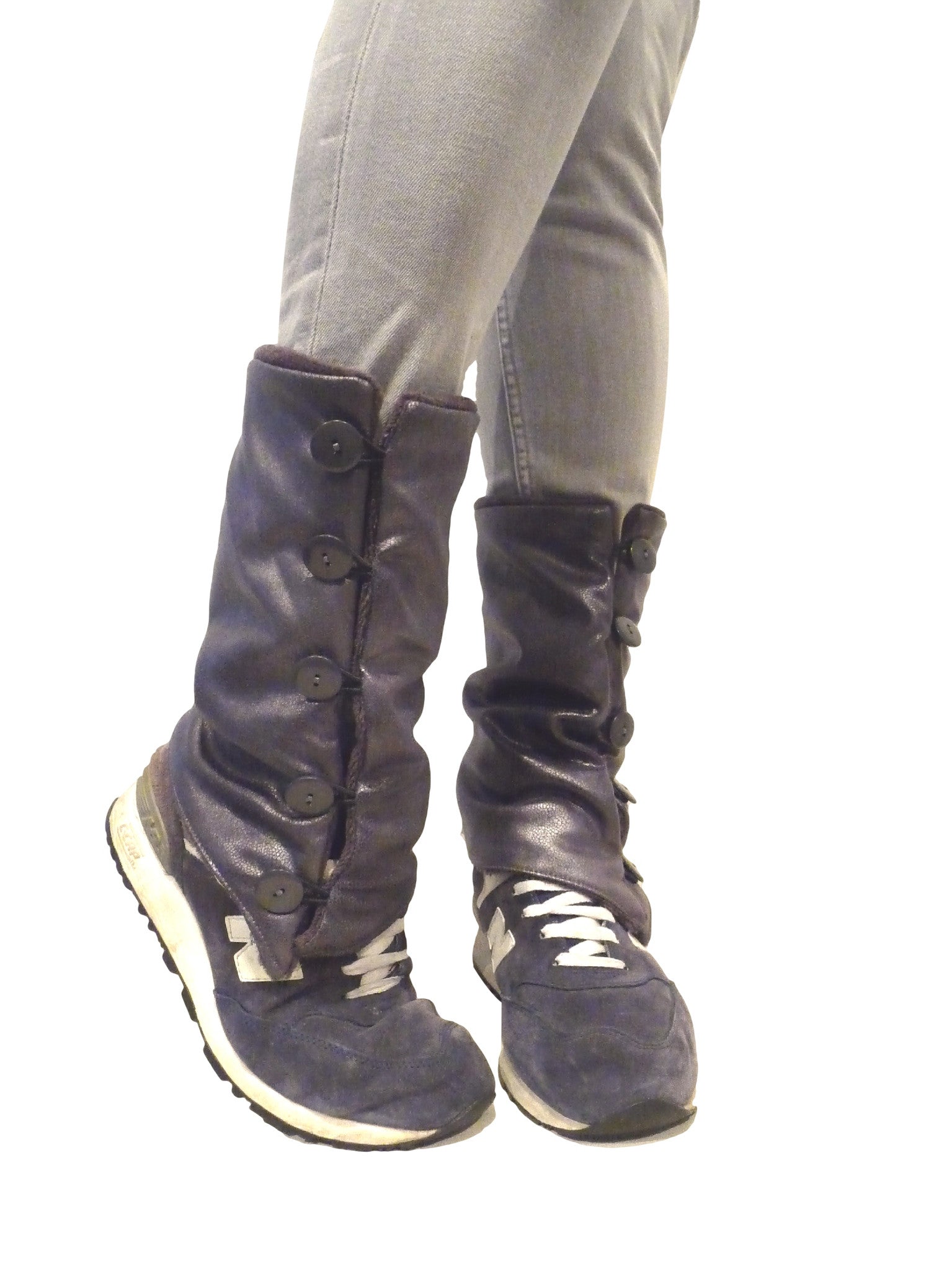 Grey Leather Leg Warmers