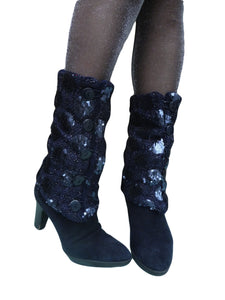 Navy Sequins Leg Warmers