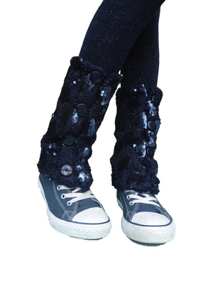 Navy Sequins Leg Warmers