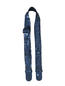 Grey Sequins Blue Guitar Strap
