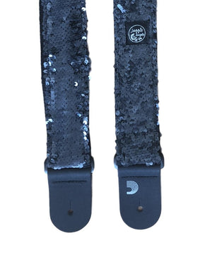 Grey Sequins Blue Guitar Strap