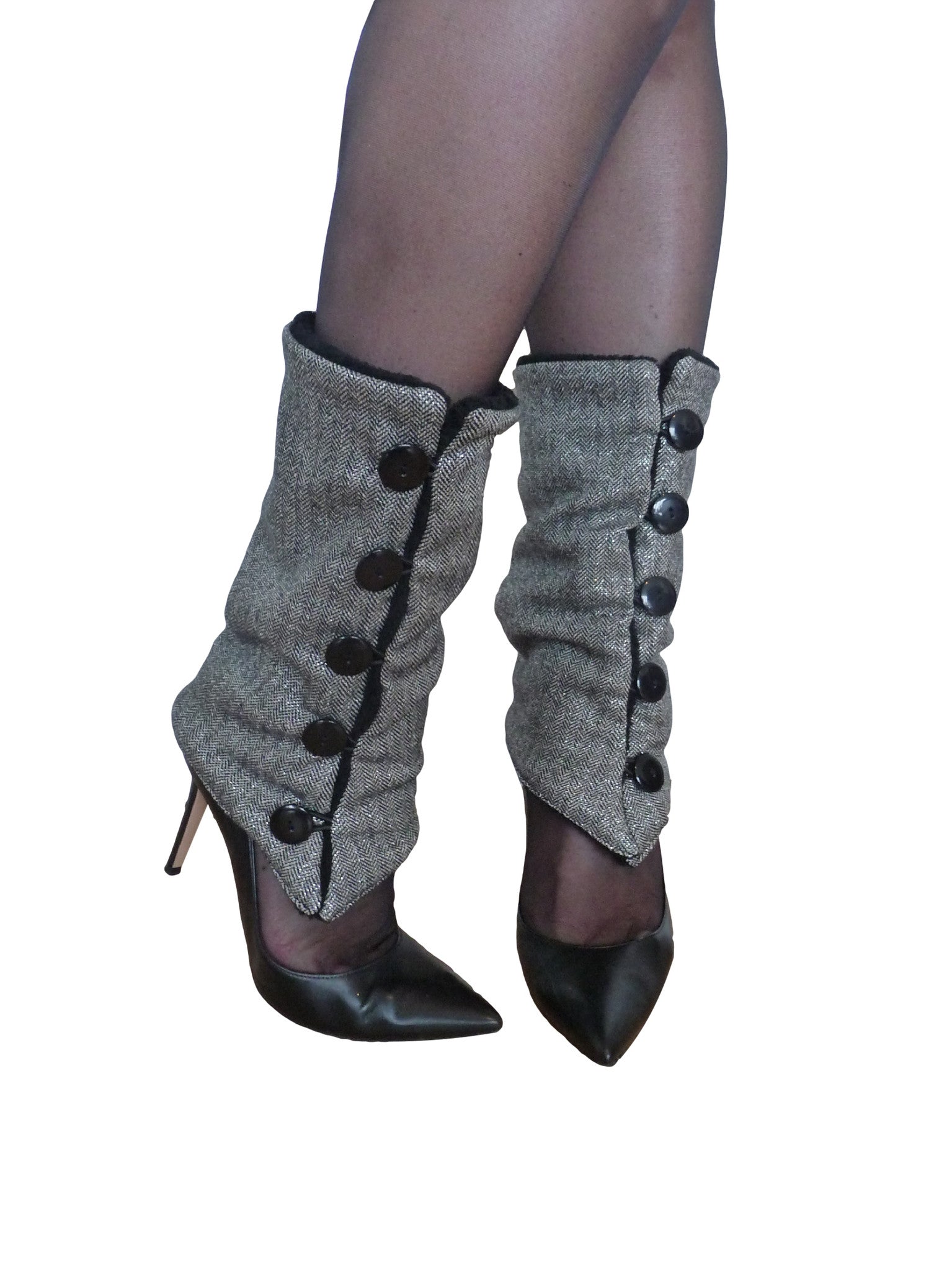 Silver Tweed Leg Warmers